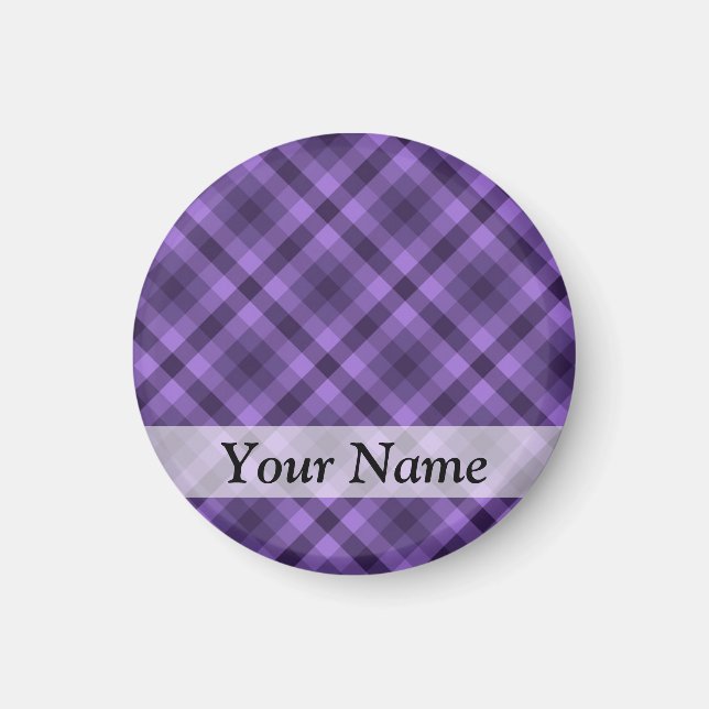 Purple gingham pattern magnet (Front)