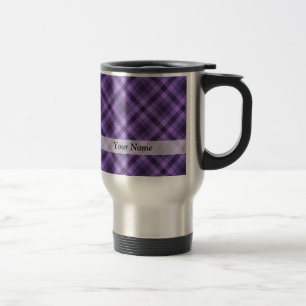 Purple gingham pattern travel mug
