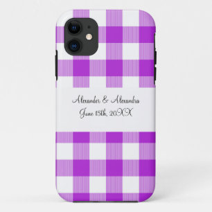 Purple gingham pattern wedding favours Case-Mate iPhone case