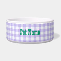 Purple Gingham Personalised Pet Name - Customised