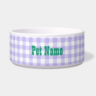 Purple Gingham Personalised Pet Name - Customised 