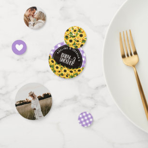 Purple Gingham & Sunflowers Baby-Q Shower Confetti