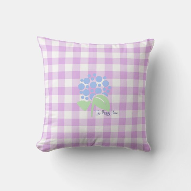 purple gingham Throw Pillow (Front)