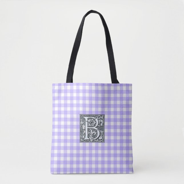 purple gingham -  tote bag (Front)