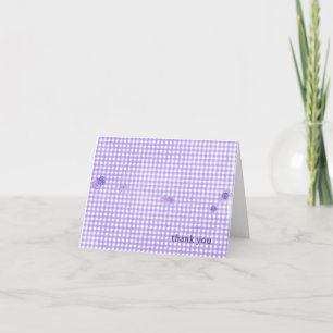 purple gingham with flowers thank you card