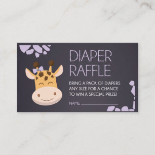 Purple Giraffe Diaper Raffle Ticket Enclosure Card