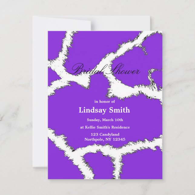 Purple Giraffe Pattern Bridal Shower Invitation (Front)