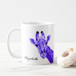 Purple Giraffe Pop Art Personalised Coffee Mug
