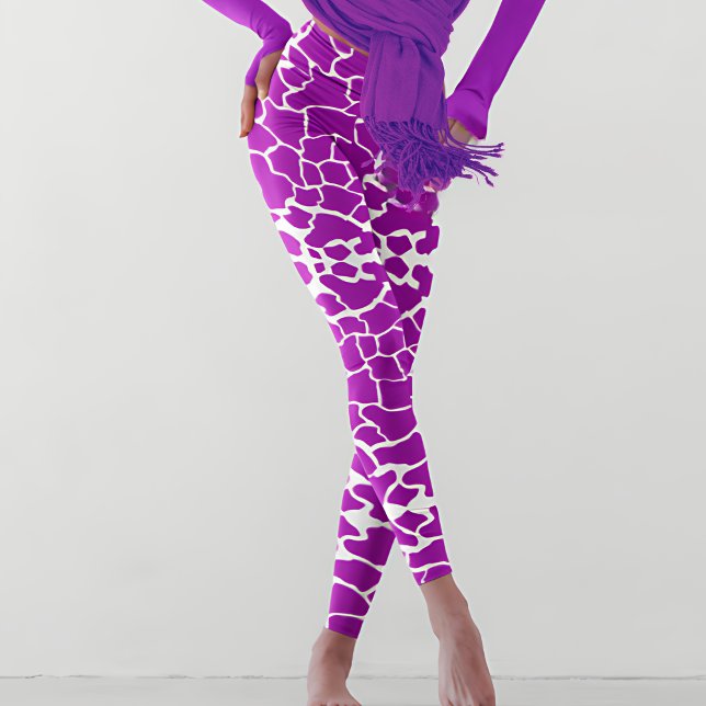 Purple Giraffe Print Leggings (Creator Uploaded)
