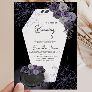 Purple Girl Gothic Halloween Baby Shower Invitation