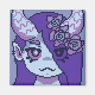 Purple Girl Pixelart, Pixel Art Magnet