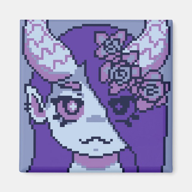 Purple Girl Pixelart, Pixel Art Magnet (Front)