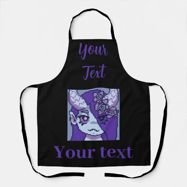 Purple Girl, purple pixel art Apron (Front)