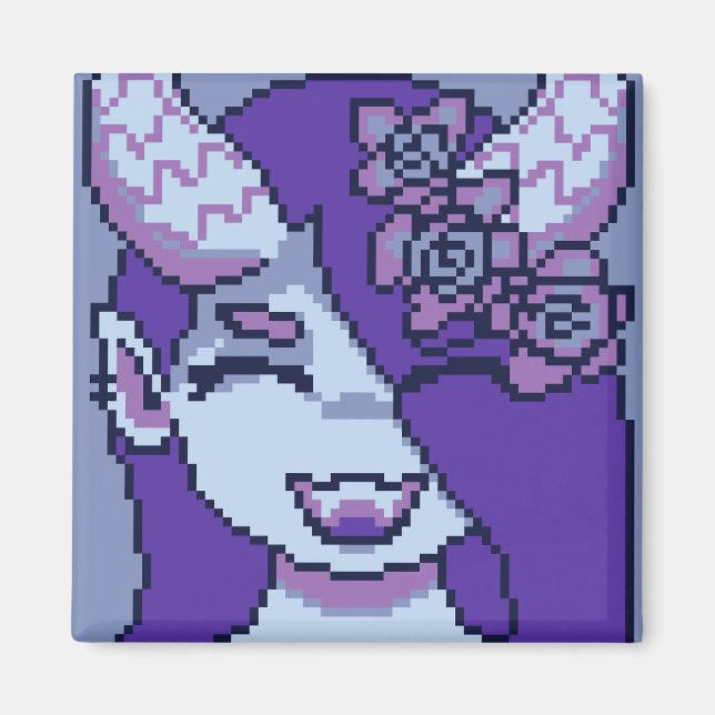 Purple girl smile pixelart, Pixel Art Magnet (Front)