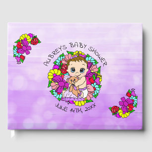 Purple Girl's Baby Shower  Baby Whimsical Guest Book