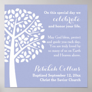Purple Girl's Baptism Christening Prayer Blessing Poster