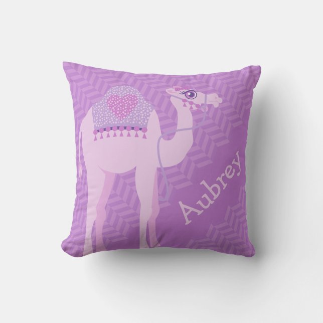 Purple girls named camel chevron cushion pillow (Front)