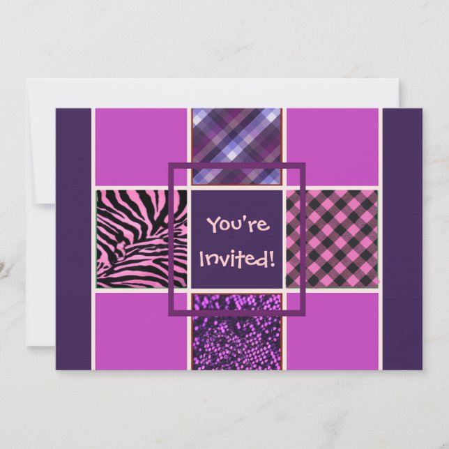 Purple Girly Birthday Invitations (Front)