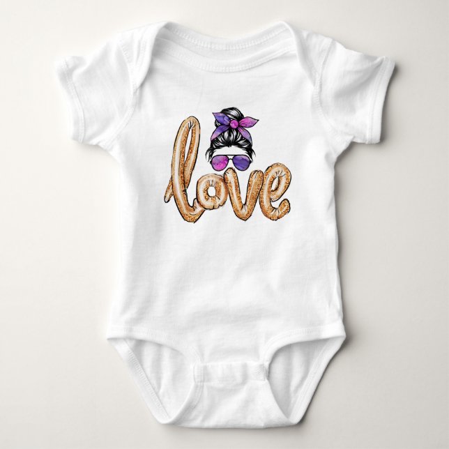 Purple Girly Girl Sunglasses Valentine's Day Love Baby Bodysuit (Front)
