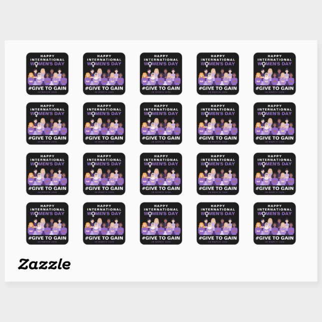 Purple Give To Gain International Women's Day 2026 Square Sticker (Sheet)