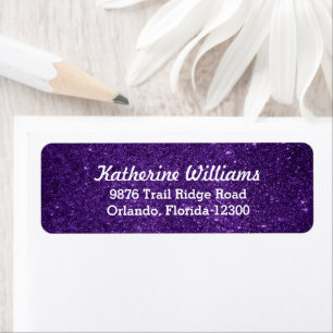 Purple Glam Faux Glitter Return Address