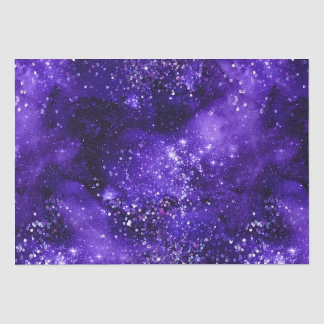 Purple Glam Galaxy Glitter Sparkle Design Tissue Paper (Front)