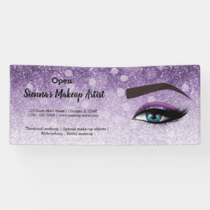 Purple glam lashes eyes makeup artist banner