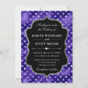 Purple Glam Sparkling Dots Elegant Wedding Invitation