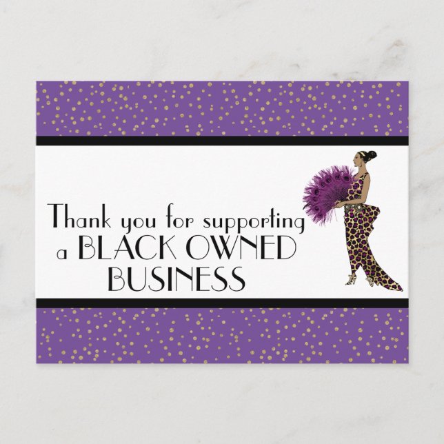 Purple Glam Thank You Support Black Business Postcard (Front)