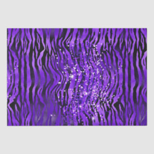 Purple Glam Zebra Stripes Glitter Sparkle Design Tissue Paper