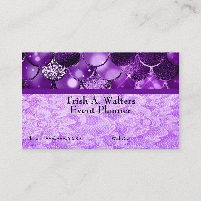 Purple Glamour Event Planner Business Card (Front)
