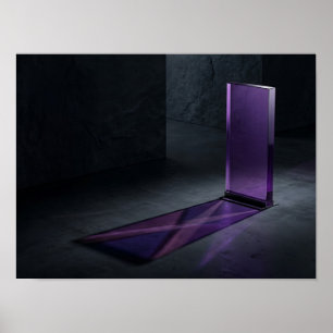 Purple Glass Slab and Shadow Minimalist Wall Art