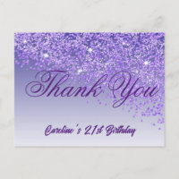 Purple Glitter, 21st Birthday Thank You