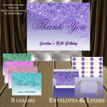 Purple Glitter, 90th Birthday Thank You