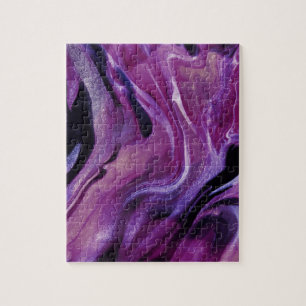 Purple Glitter Abstract Marbled Acrylic Paint Jigsaw Puzzle