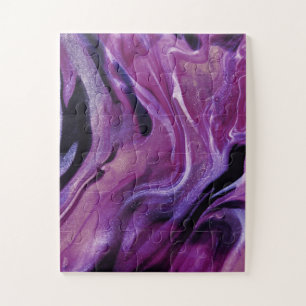 Purple Glitter Abstract Marbled Acrylic Paint Jigsaw Puzzle