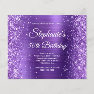 Purple Glitter Amethyst Foil 50th Birthday Flyer