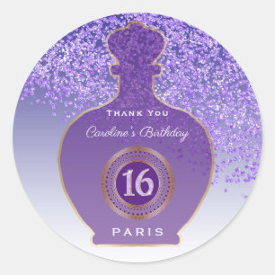 Purple Glitter Amethyst Fragrance, Sweet 16 Classic Round Sticker