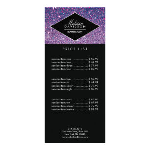 Purple Glitter and Glamour Beauty Rack Card