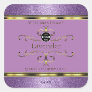 Purple Glitter and Gold Ornate Product Labels Logo
