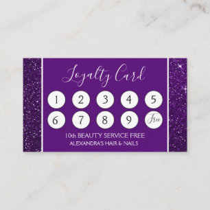 Purple Glitter and Sparkle Girly Loyalty Punch Card