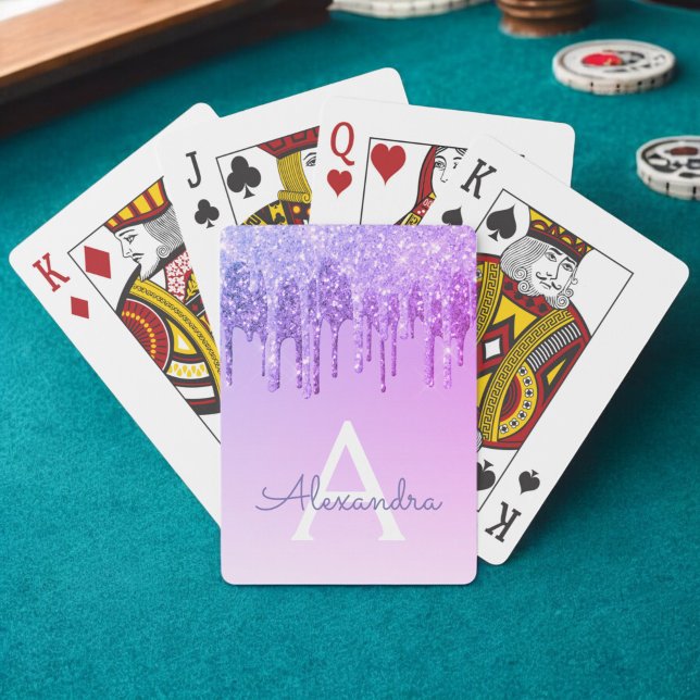 Purple Glitter and Sparkle Monogram Playing Cards (Creator Uploaded)