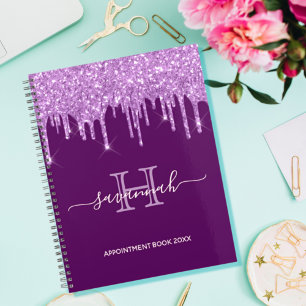 Purple glitter appointment book 2022 monogram planner
