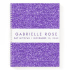 Purple Glitter Bat Mitzvah Autograph Guestbook