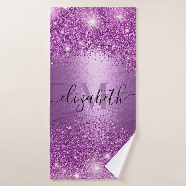 Purple Glitter Bath Towel (Bath Towel)