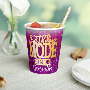 Purple Glitter Birthday 18th   21st   30th  50th Paper Cups