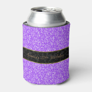 Purple Glitter & Black-Gold Accents Can Cooler