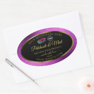 Purple Glitter Black Product Labels Ladybug Logo