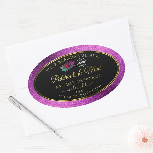 Purple Glitter Black Product Labels Ladybug Logo (Envelope)