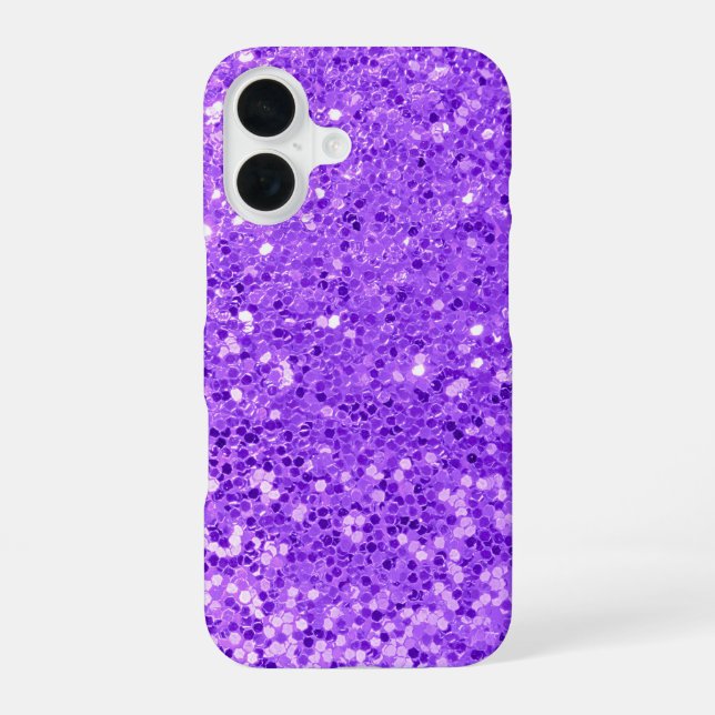 Purple Glitter Bling iPhone 16 Case (Back)